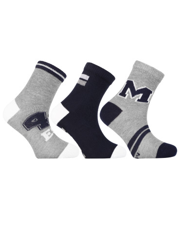 Za kostkę - Skarpetki chłopięce z motywem liter i pasków 3-pak WIELOKOLOROWY - produkt 1