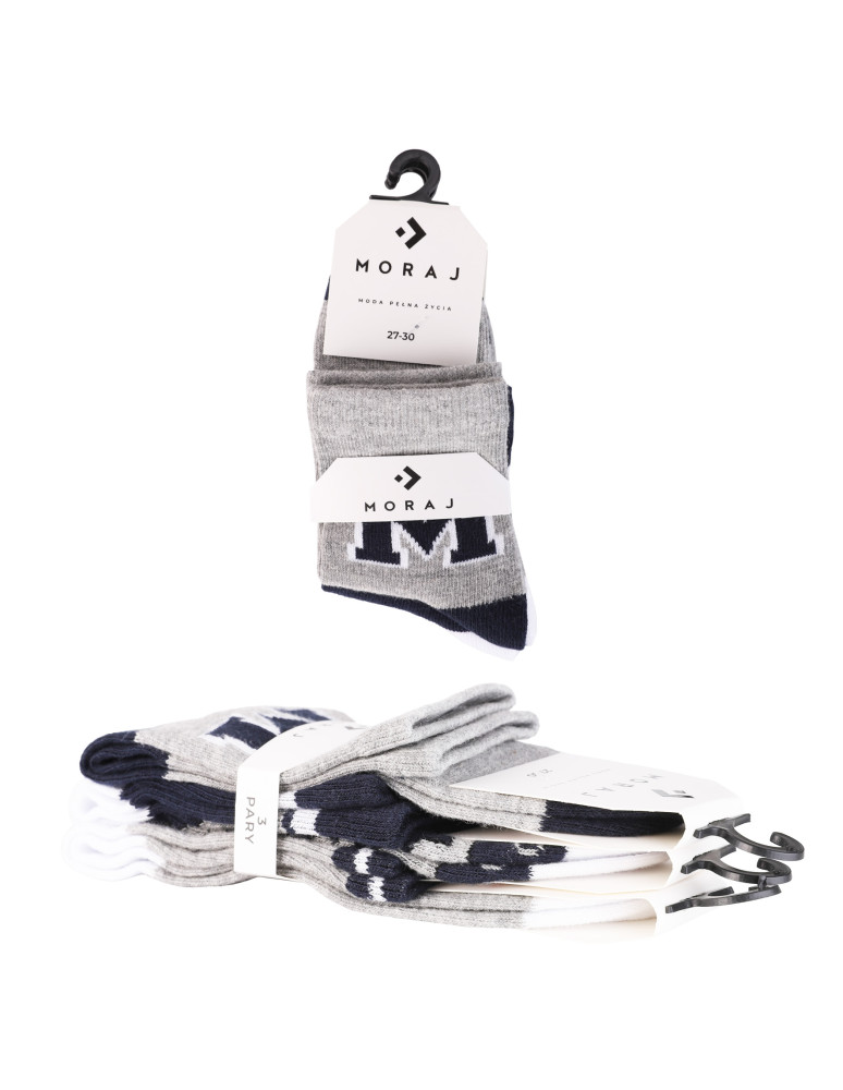 Za kostkę - Skarpetki chłopięce z motywem liter i pasków 3-pak WIELOKOLOROWY - produkt moraj.pl 6