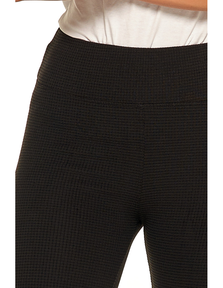 Legginsy - Damskie legginsy z wysokim stanem i prążkowaną strukturą CZARNY - produkt moraj.pl 4