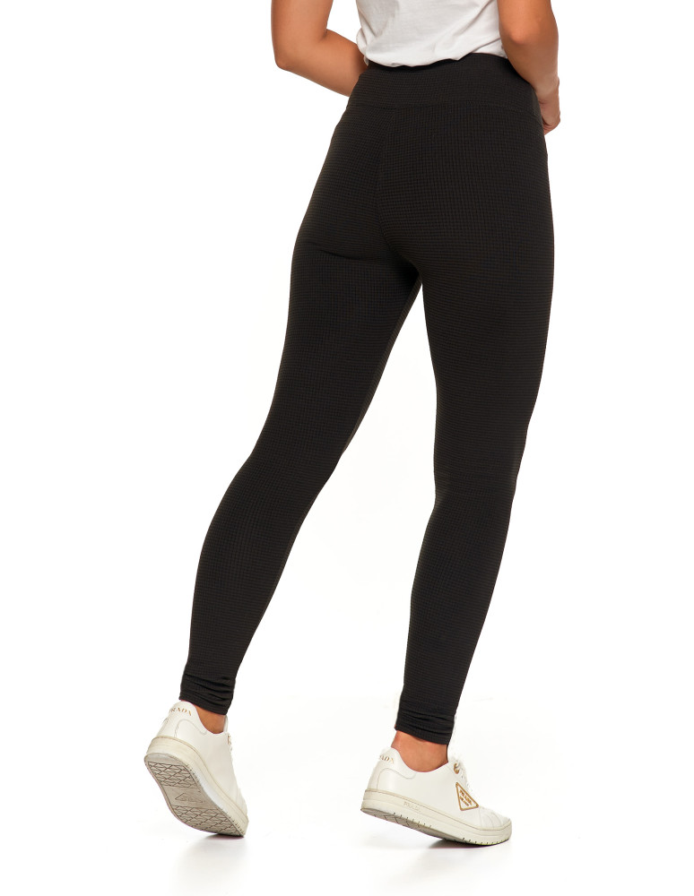 Legginsy - Damskie legginsy z wysokim stanem i prążkowaną strukturą CZARNY - produkt moraj.pl 8