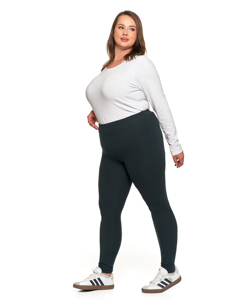 Legginsy - Damskie legginsy z wysokim stanem i prążkowaną strukturą GRAFIT - produkt moraj.pl 8