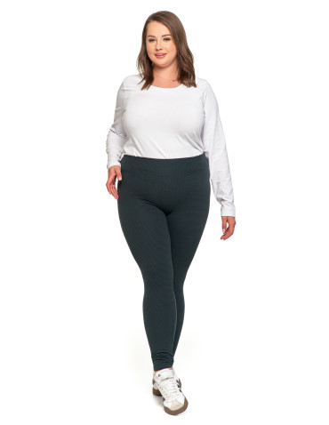 Legginsy - Damskie legginsy z wysokim stanem i prążkowaną strukturą GRAFIT - produkt 9