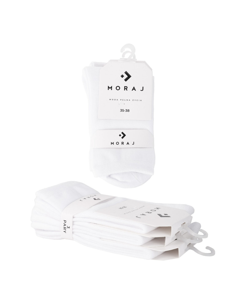 Długie - Skarpety białe damskie długie bawełniane Basic 3-pak BIAŁY - produkt moraj.pl 3