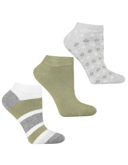 Damskie skarpetki stopki bawełniane mix wzorów 3-pak