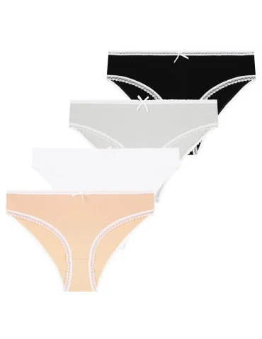 Damskie majtki mini bikini z koronkowym wykończeniem 4-pak