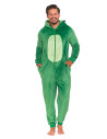 Jednoczęściowy kostium onesie dinozaur z kapturem unisex ZIELONY