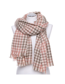 Szal damski cienki z drobnym wzorem w kratkę