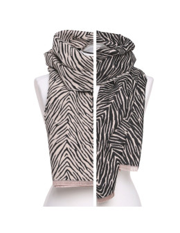 Szal damski w zebrę dwustronny na jesień i zimę z wiskozą