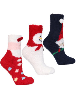 Ciepłe skarpetki długie damskie z motywem świątecznym 3-pak  - produkt 2