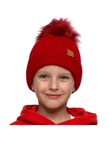 Czapka dziecięca ocieplana z puszystym pomponem