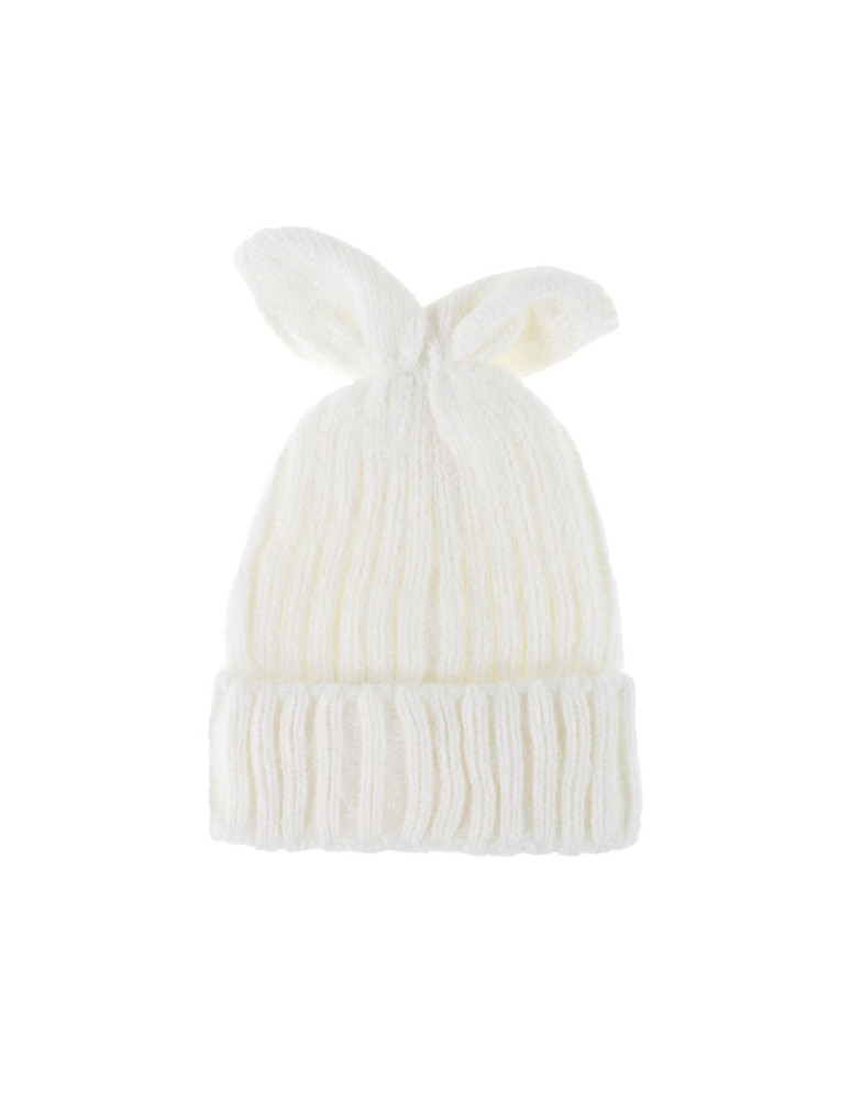 Czapka dziecięca beanie z uszkami BIAŁY