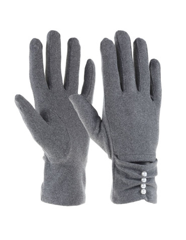 Rękawiczki - Damskie rękawiczki z perełkami GRAFIT - produkt 1