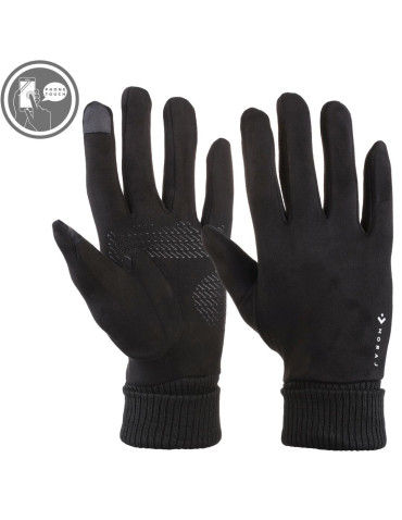 Rękawiczki - Rękawiczki damskie zamszowe dotykowe z ABS CZARNY - produkt 3