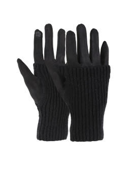 Czarne rękawiczki damskie sweterkowe ocieplane dotykowe