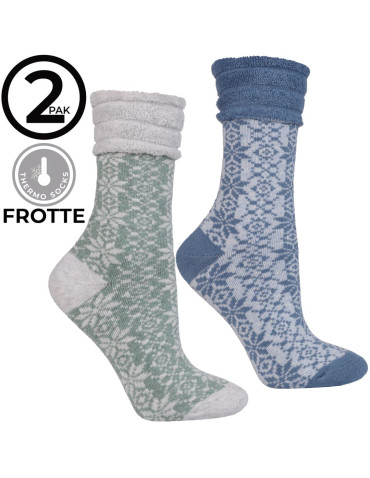Długie - Skarpetki damskie ciepłe Frotte w zimowy wzór 2-pak WIELOKOLOROWY - produkt 5