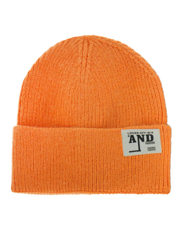 Czapki - Dzianinowa czapka beanie POMARAŃCZOWY - produkt 1