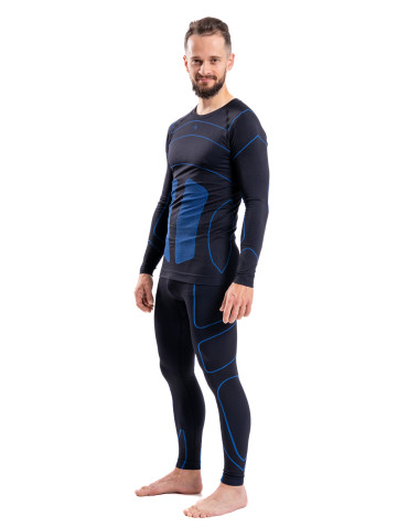 Bielizna termoaktywna - Męskie legginsy bielizna termoaktywna spodnie bezszwowe NIEBIESKI - produkt 5