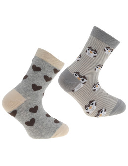 Skarpetki dziecięce nie do pary wzór zwierzątka i serca