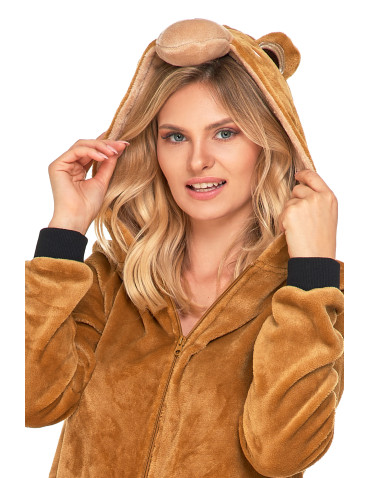 Długi rękaw - Piżama onesie w misia unisex kostium jednoczęściowy BRĄZOWY - produkt 3