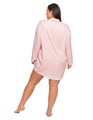 Damska koszula nocna wiskozowa w groszki Plus Size - RÓŻOWY - produkt 2
