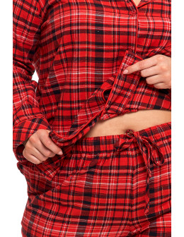 Piżama damska bawełniana w czerwoną kratę Plus Size  - produkt 2