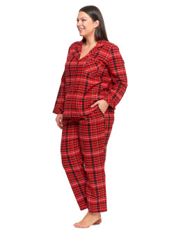 Piżama damska bawełniana w czerwoną kratę Plus Size  - produkt 2
