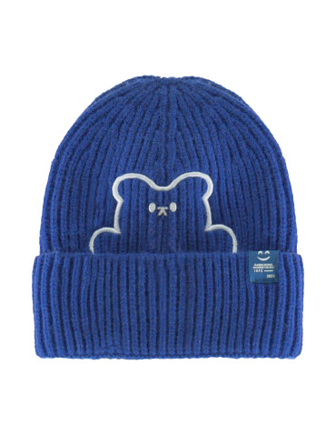 Czapki - Ciepła dziecięca czapka beanie z misiem NIEBIESKI - produkt 1