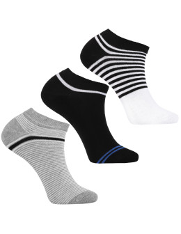 Skarpetki stopki męskie bawełniane w paski mix kolor 3-pak