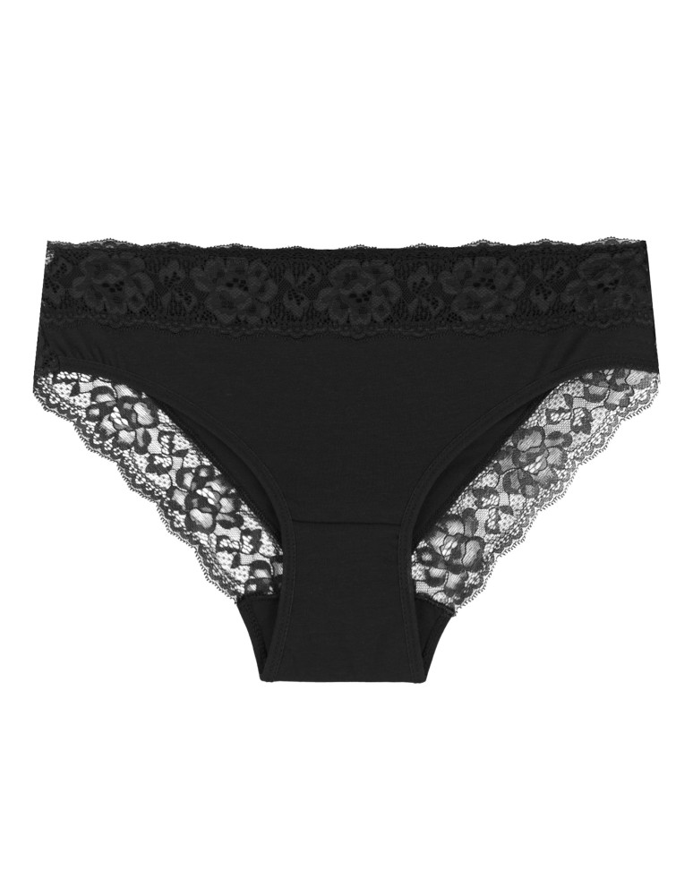 Figi - Damskie majtki figi bikini z delikatną koronką 3-pak WIELOKOLOROWY - produkt moraj.pl 2