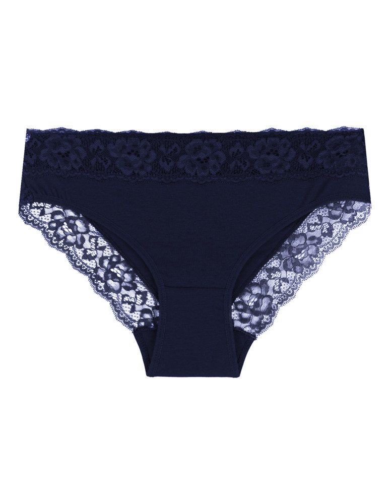 Figi - Damskie majtki figi bikini z delikatną koronką 3-pak WIELOKOLOROWY - produkt moraj.pl 3