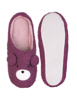 Damskie ciepłe kapcie wsuwane domowe antypoślizgowe z misiem