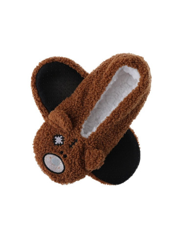 Kapcie i bambosze - Kapcie ciepłe bambosze damskie z haftowanym misiem BRĄZOWY - produkt 1