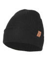 Czapka damska typu beanie w prążek gładka CZARNY