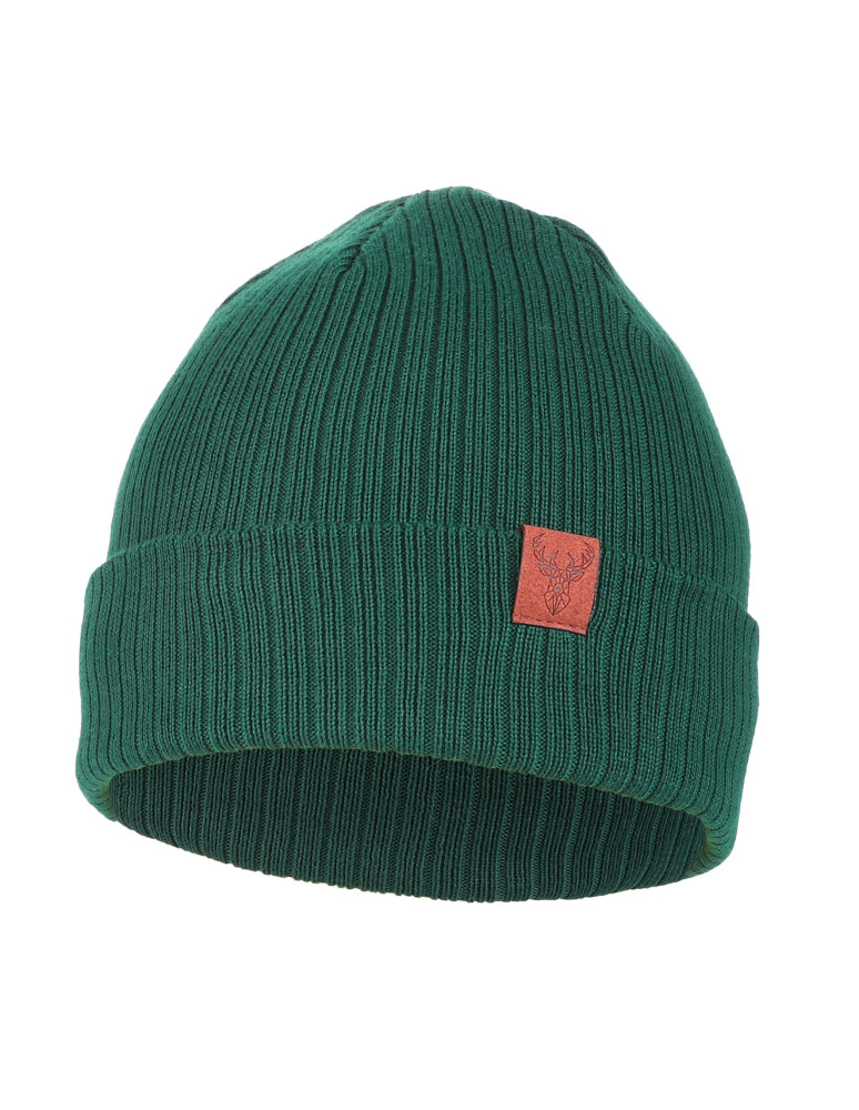 Czapka damska typu beanie w prążek gładka ZIELONY