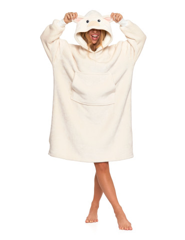 Kocobluzy - Kocobluza z kapturem oversize owieczka KREMOWY - produkt 1