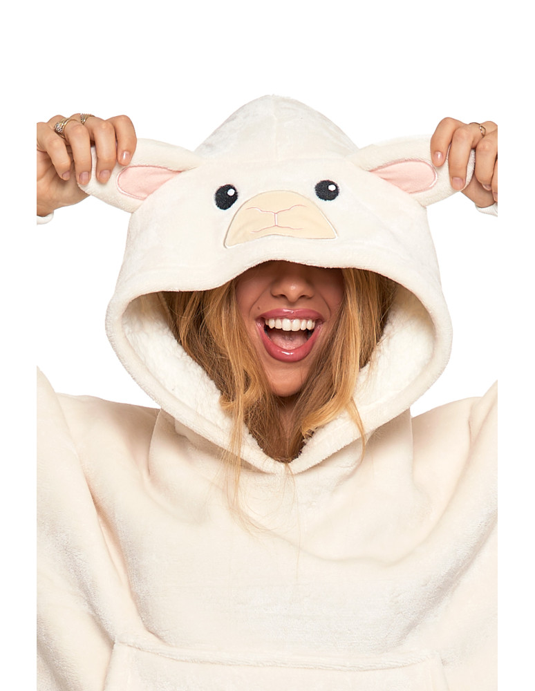 Kocobluzy - Kocobluza z kapturem oversize owieczka KREMOWY - produkt moraj.pl 6