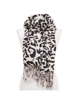 Damski szal z frędzlami w zwierzęcy wzór panterki
