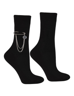 Damskie skarpetki długie prążkowane z zapinką bawełniane