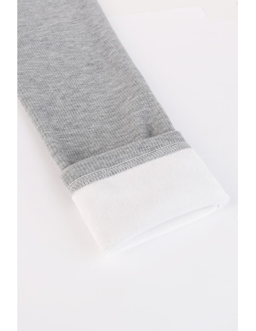 Legginsy - Prążkowane legginsy damskie z wysokim stanem ocieplane JASNY SZARY - produkt 5