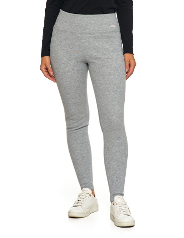 Legginsy - Prążkowane legginsy damskie z wysokim stanem ocieplane JASNY SZARY - produkt 8