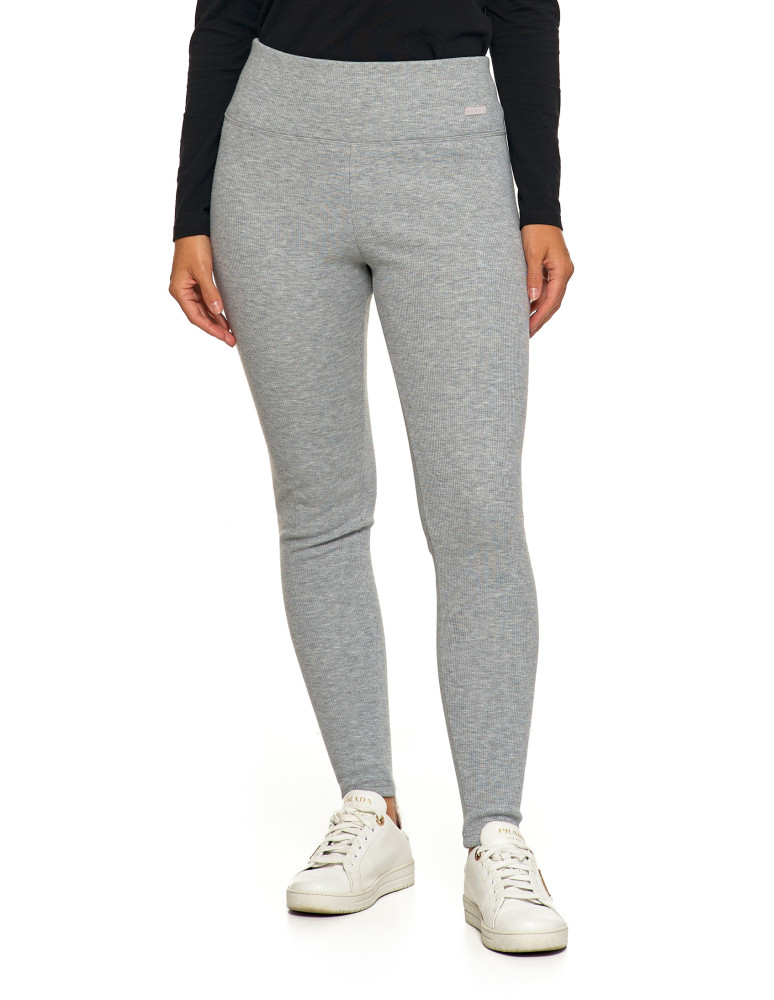 Legginsy - Prążkowane legginsy damskie z wysokim stanem ocieplane JASNY SZARY - produkt moraj.pl 8