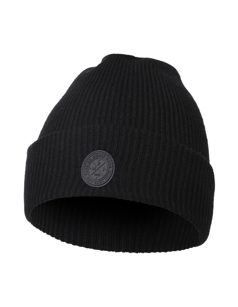 Czapka damska zimowa beanie w prążek CZARNY