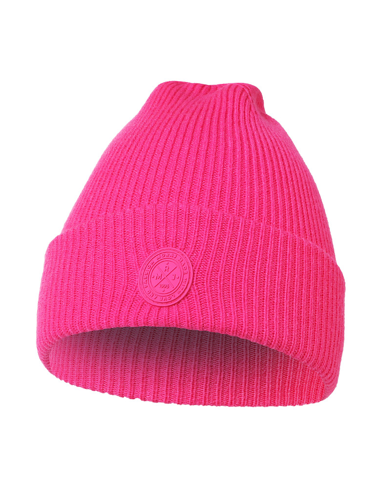 Czapka damska zimowa beanie w prążek RÓŻOWY