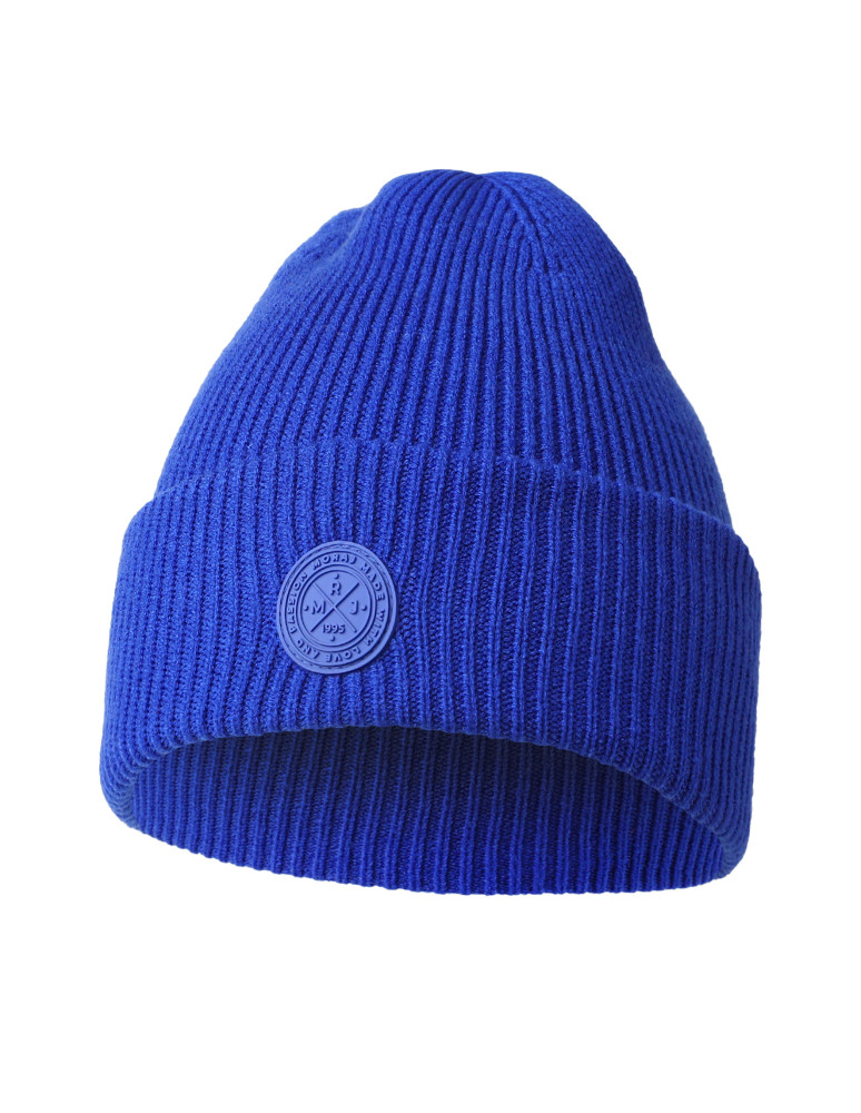 Czapka damska zimowa beanie w prążek NIEBIESKI