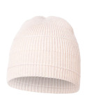 Czapka damska beanie w prążek z domieszką wełny