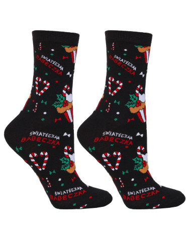 Skarpety - Skarpety damskie z napisem świąteczna babeczka 2-pak WIELOKOLOROWY - produkt 3
