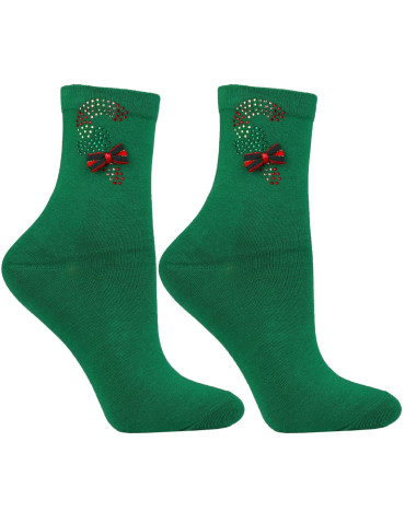 Skarpetki damskie długie w świąteczny wzór z kokardką 3-pak  - produkt 2