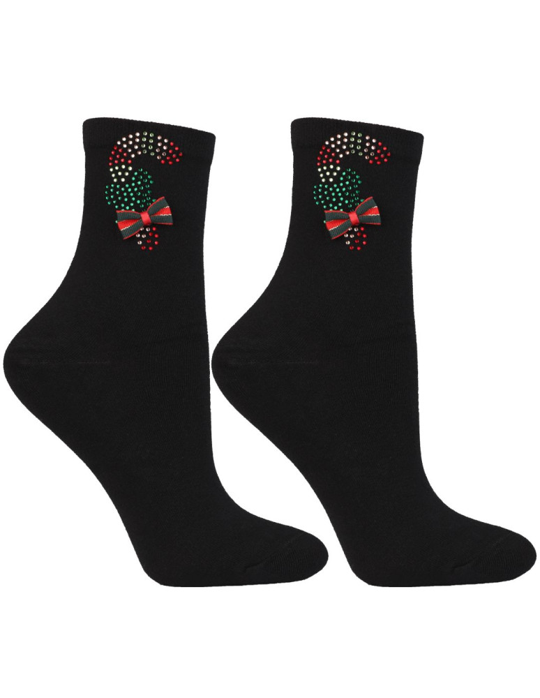 Skarpety - Skarpetki damskie długie w świąteczny wzór z kokardką 3-pak WIELOKOLOROWY  - produkt moraj.pl 3