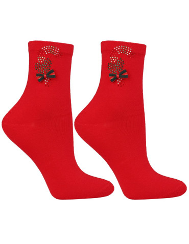 Skarpety - Skarpetki damskie długie w świąteczny wzór z kokardką 3-pak WIELOKOLOROWY - produkt 4