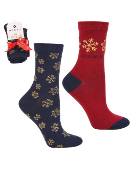 Świąteczne skarpety damskie w śnieżynki 2-pak - produkt 2